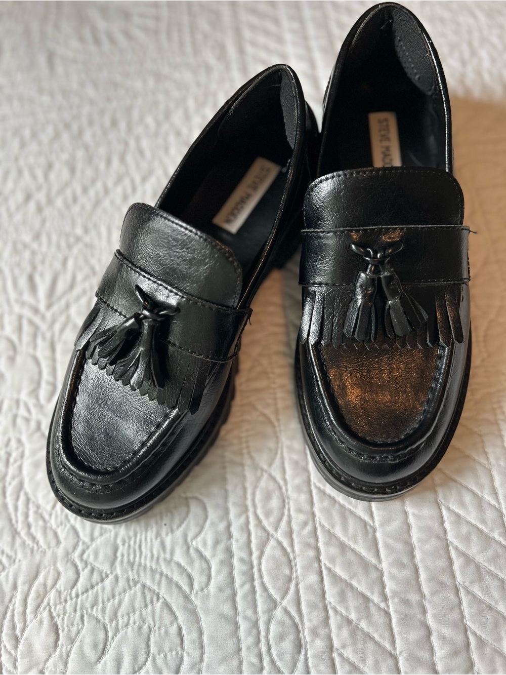 teve Madden Black Tassel Loafers Women's Size 8